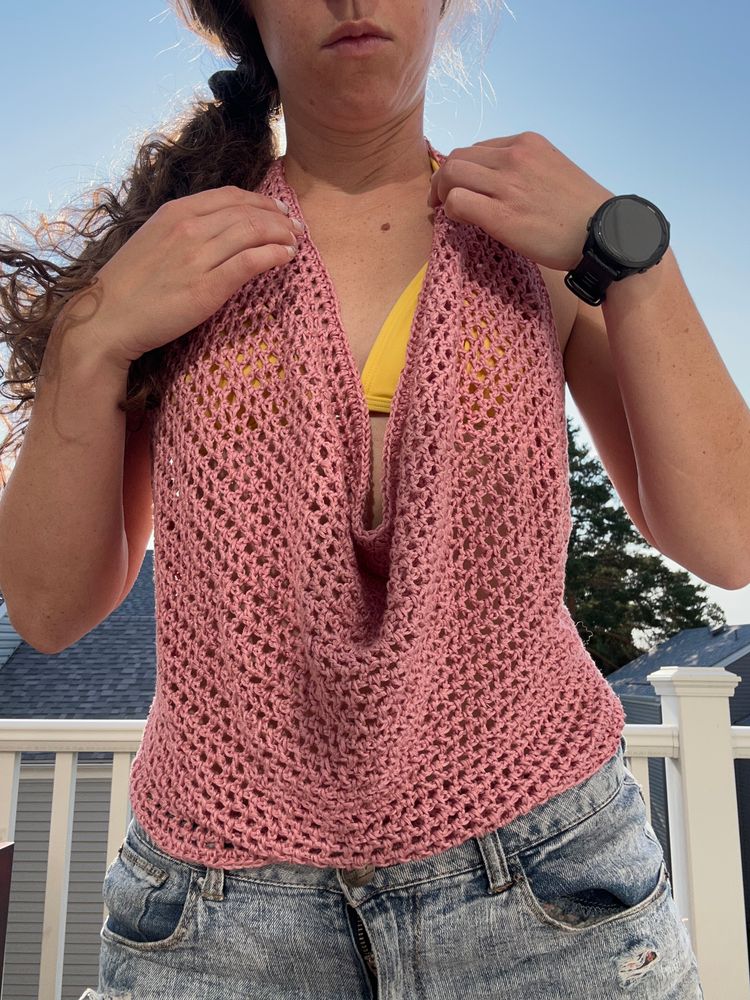 Crochet pink halter top 