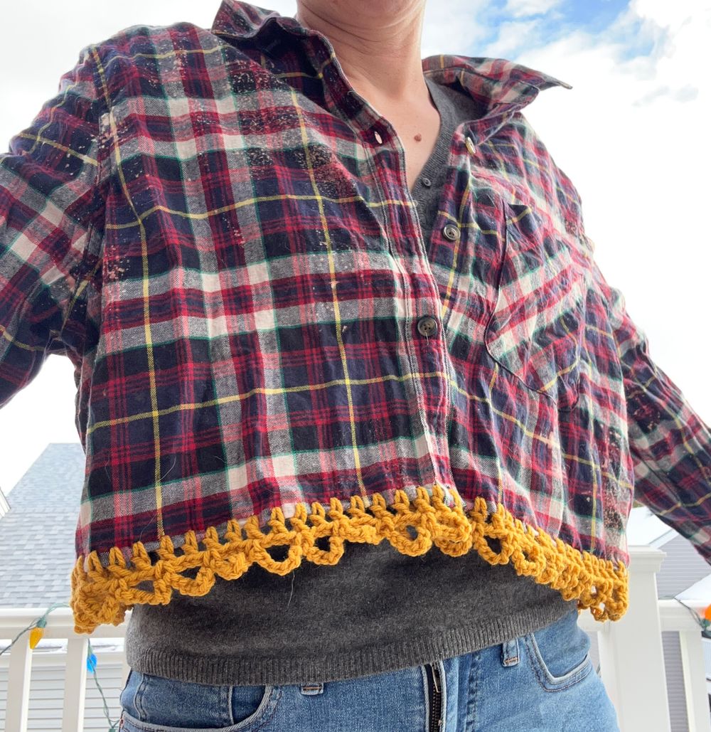 Flannel with crochet trim 