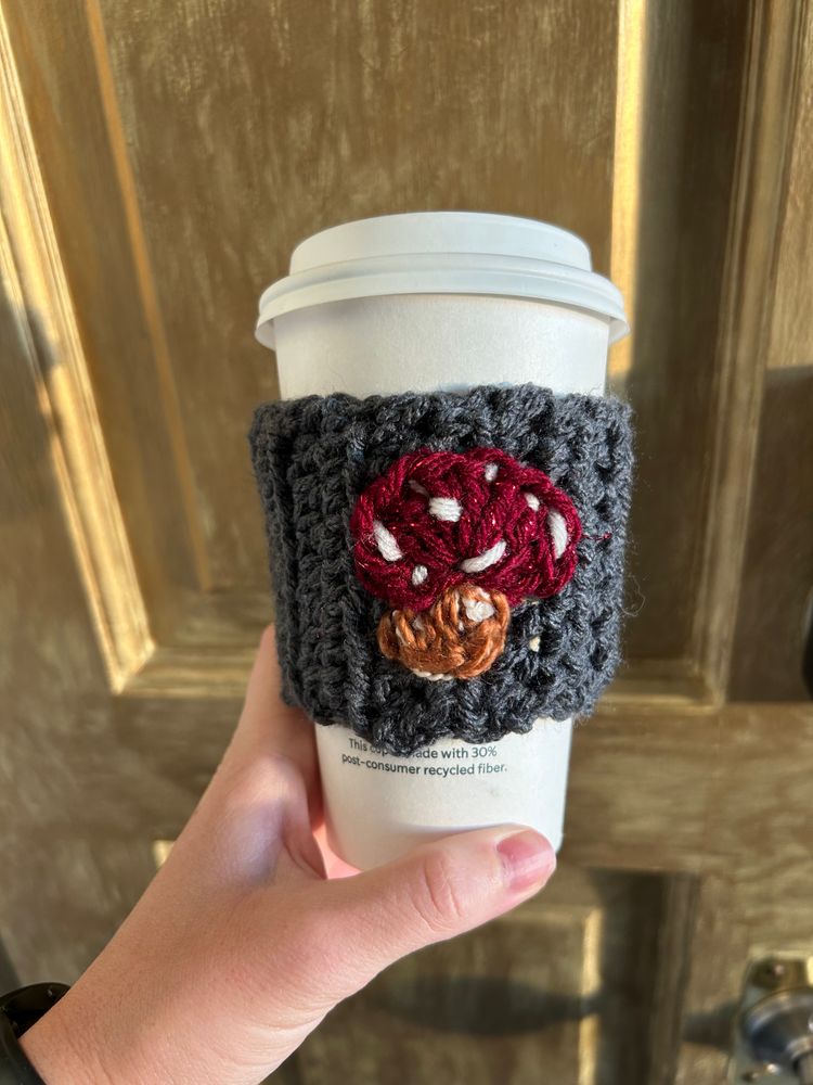 Mushroom coffee cozy