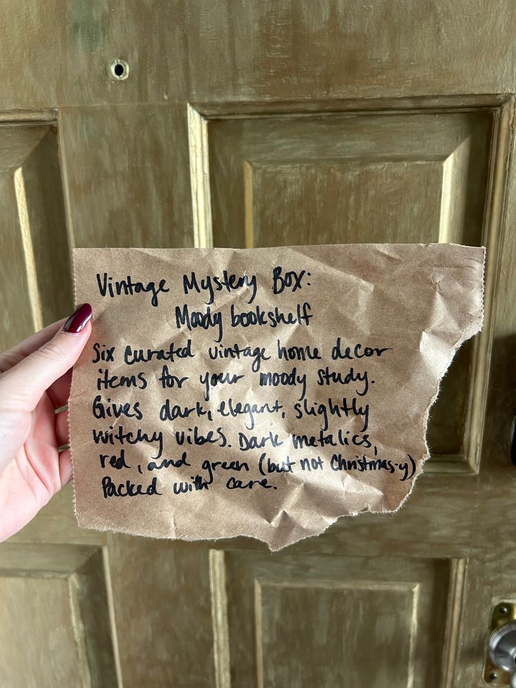 Vintage mystery box: moody bookshelf