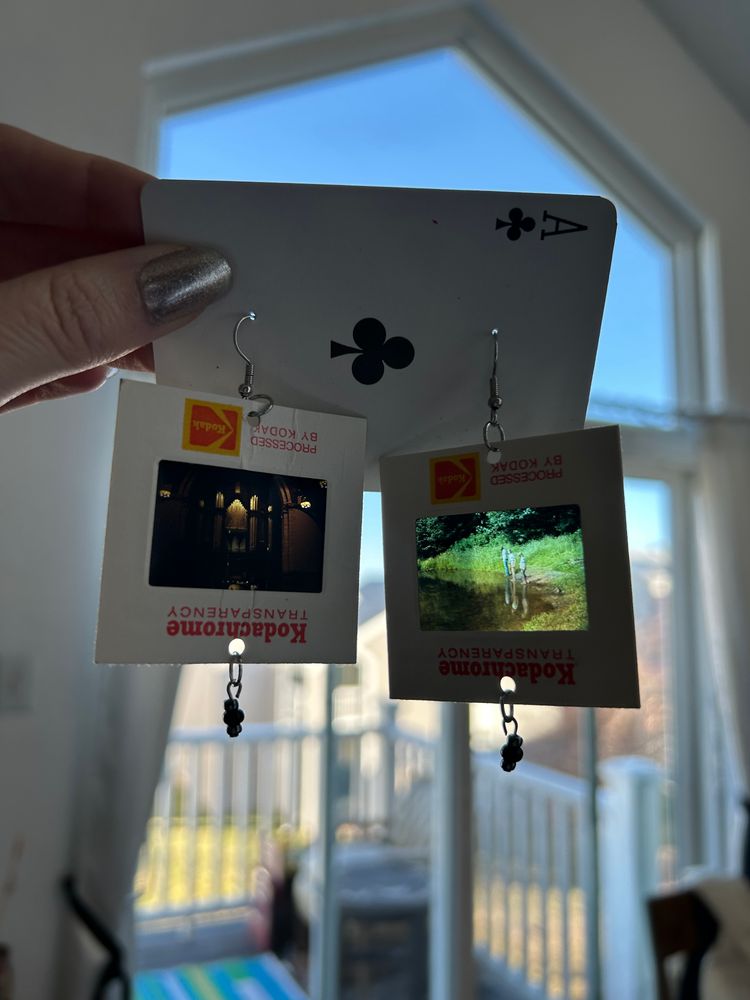 Vintage slides photo earrings 