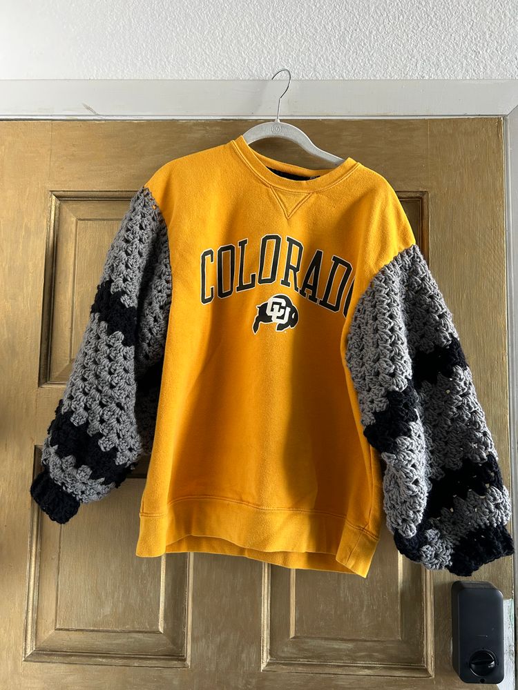 Crochet CU Buffs Sweatshirt Upcycle 
