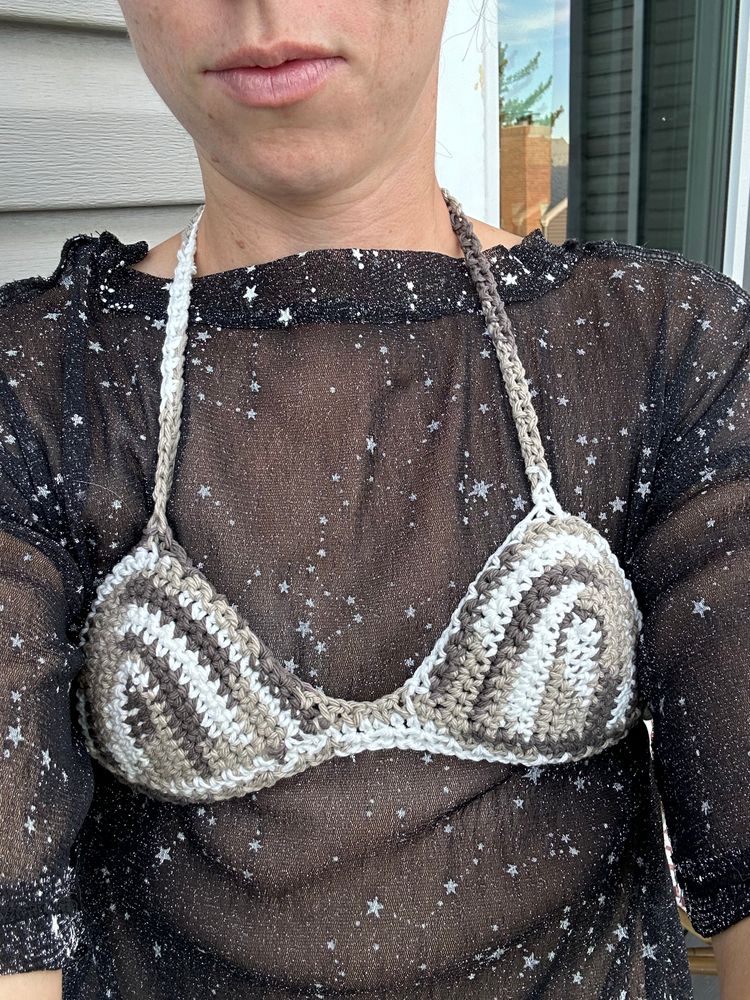 Crochet camo bikini top