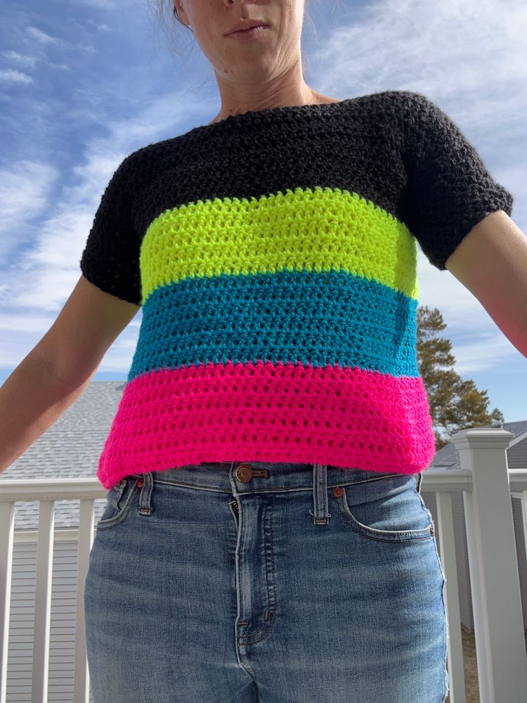 Crochet neon tee