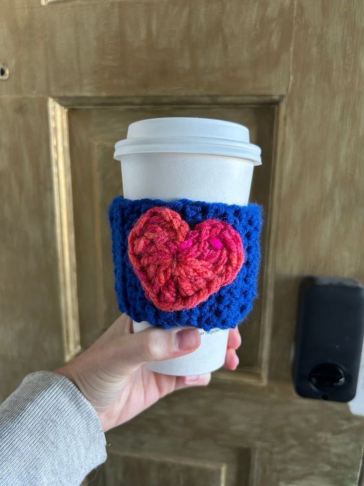 Heart coffee cozy