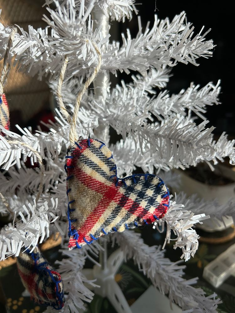 Flannel heart ornaments 